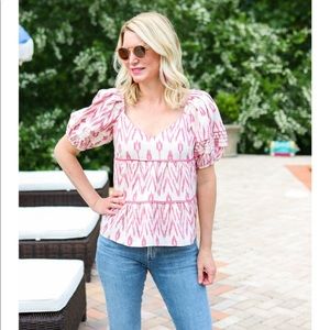 NWT Saylor Inka Pink Ikat Top L